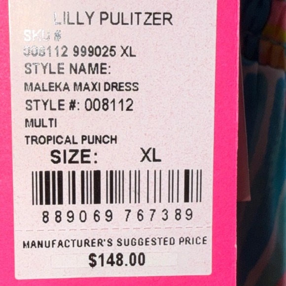 Lilly Pulitzer Maleka Maxi Dress XL Multi Tropical Punch Tie Shoulder New Tags - Picture 3 of 7